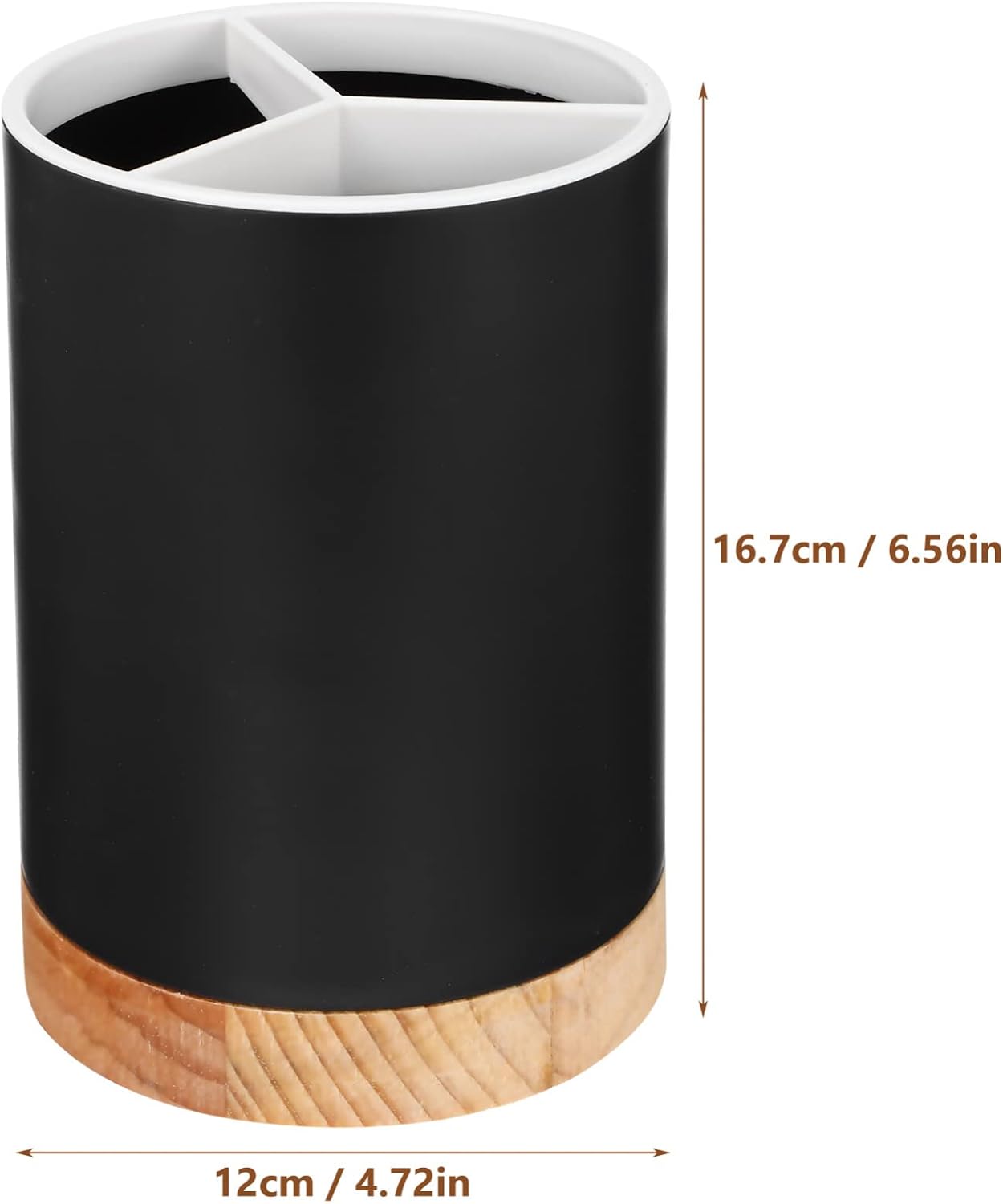 Wood Base Cutlery Storage Container-Black