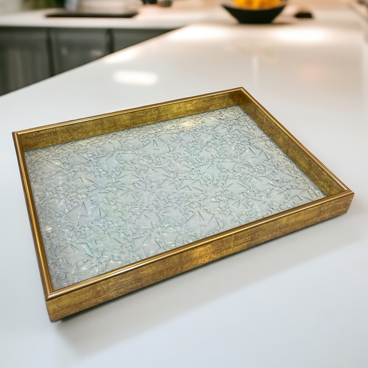 Versatile Golden Border Glass Tray-D1
