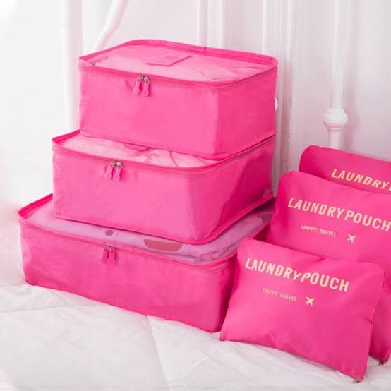 6 Pcs Waterproof Travel Storage Bag (Peach)