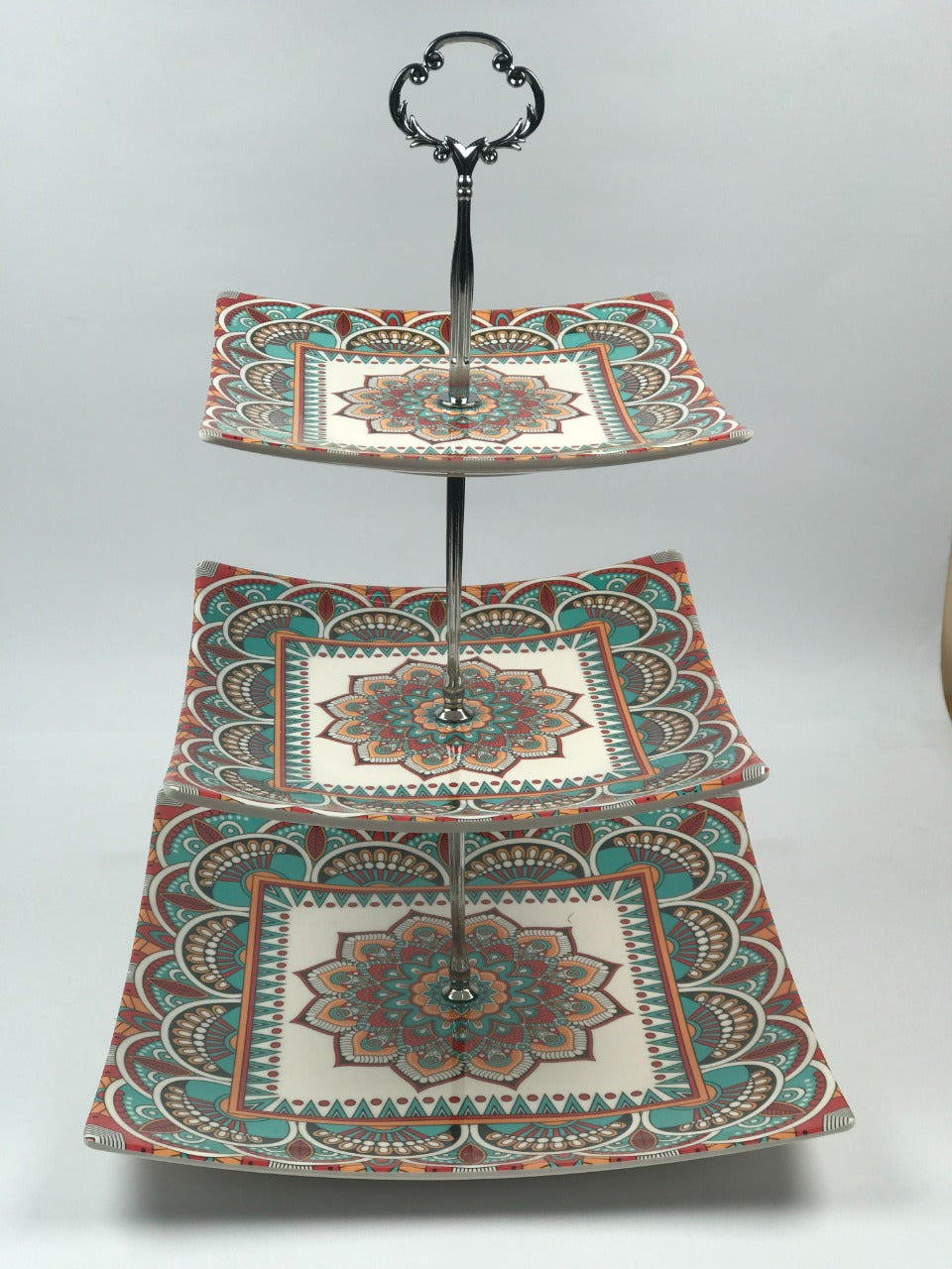 3 Tier Melamine Floral Serving Tray