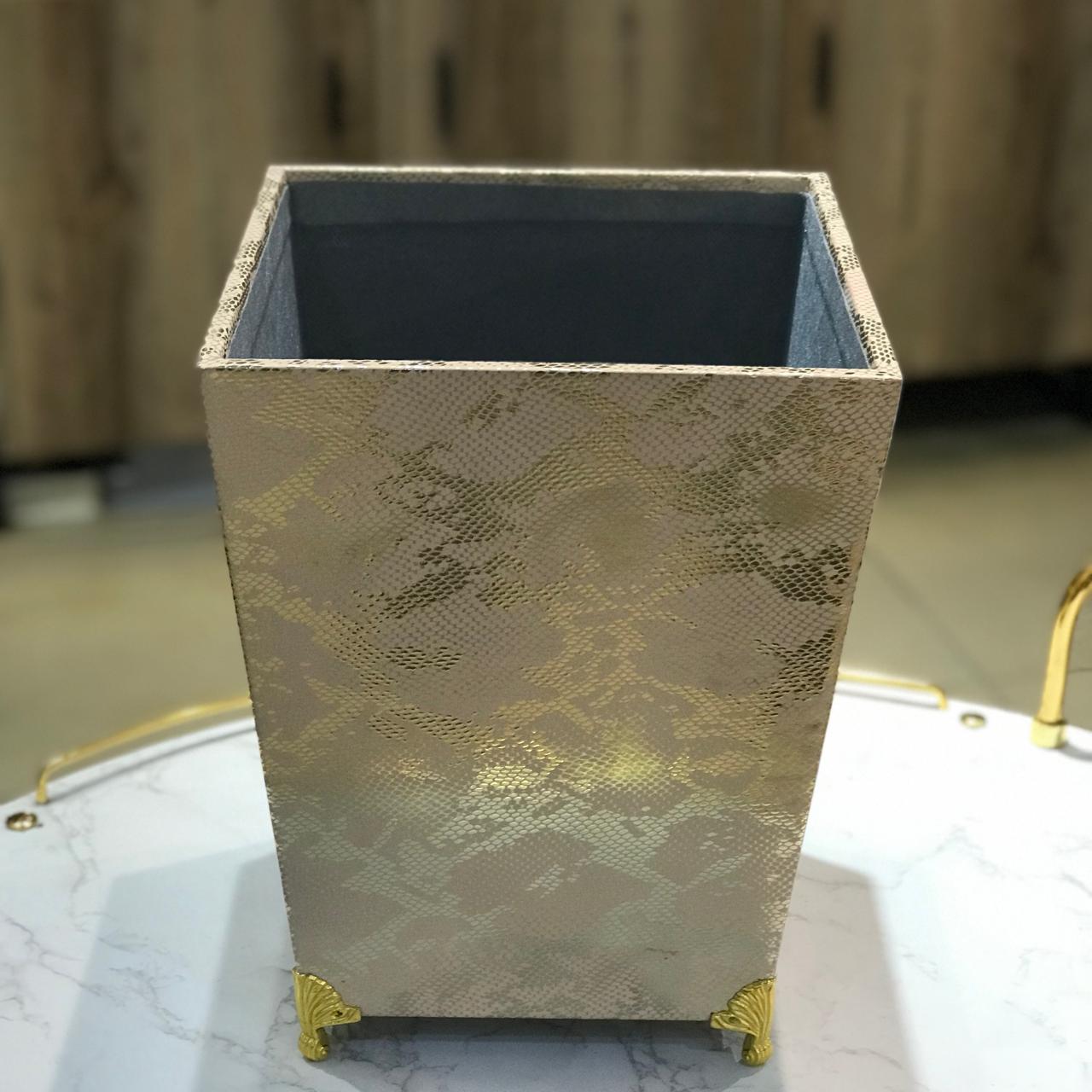Leather Dustbin+Tissue Box-Skin