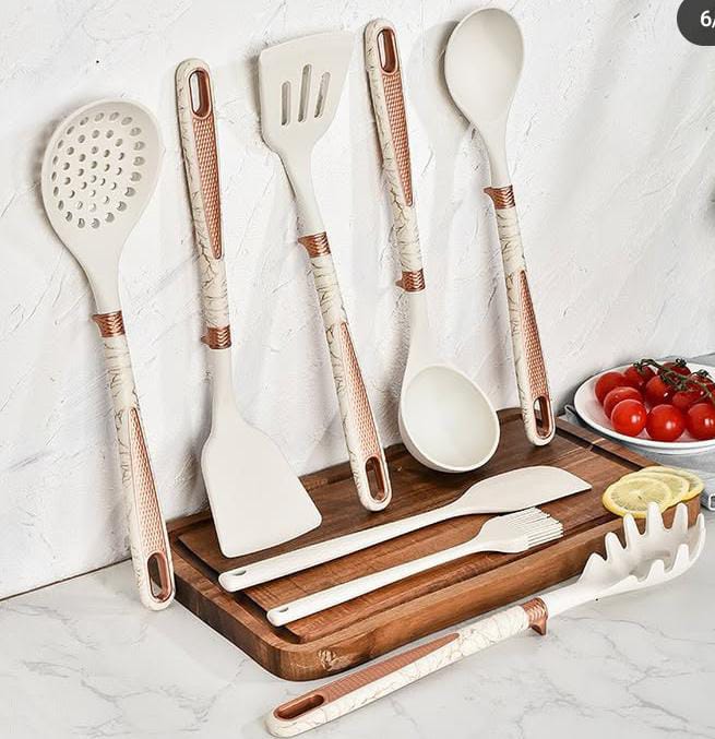 16 Pcs Silicone Cooking Kitchen Utensils Set White