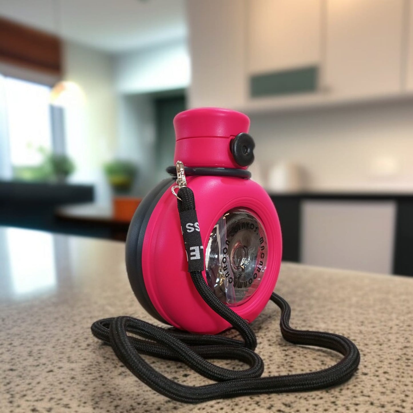 Round Double Drink Water Bottle-Black & Pink