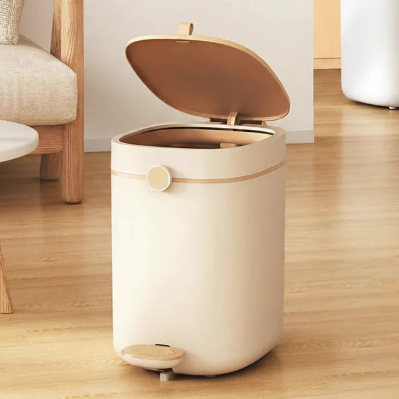 12L Foot Pedal Trash Can-Light Brown