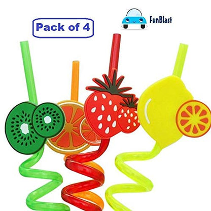 Cartoon Reusable Straws pack of 4