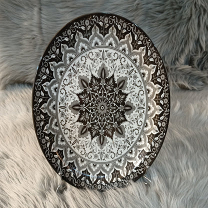 Melamine Oval Tray Black Flowers
