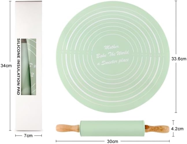 Set of Silicone Rolling Pin with Baking Sheet -Parrot