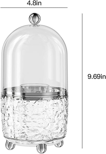 Rotating Makeup Brush Holder with Lid-Light Grey