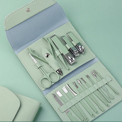 16 Pieces Set Nail Care Tools -Light Green