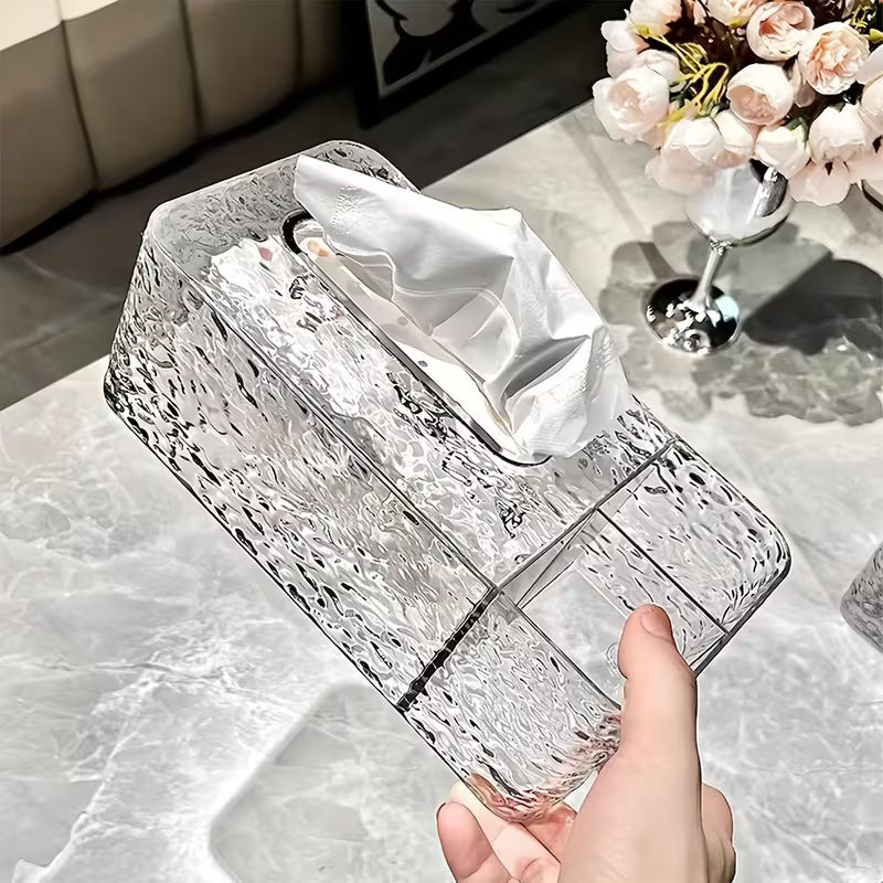 Acrylic Tissue Box with Remote Holder
