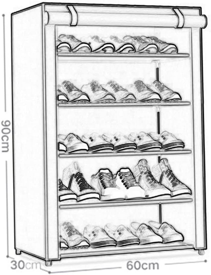5 Tier Shoe Rack With Dustproof Cover-Brown