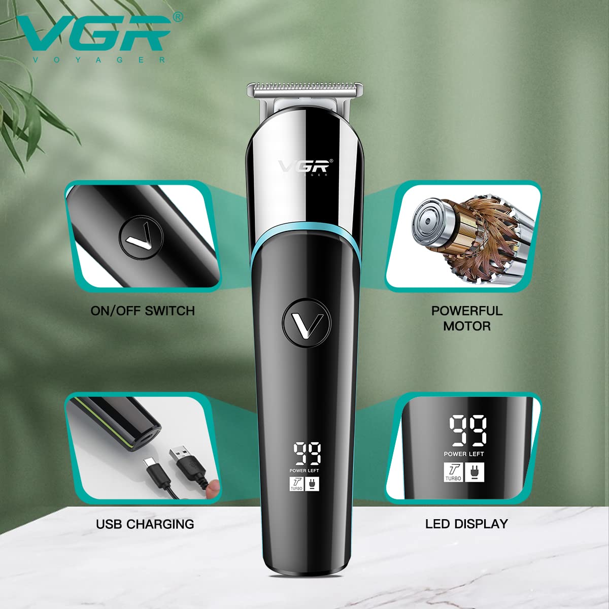 VGR V-291 Rechargeable Turbo function Hair Trimmer