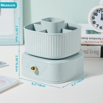 Rotating Cosmetic Holder with Drawer-Offwhite