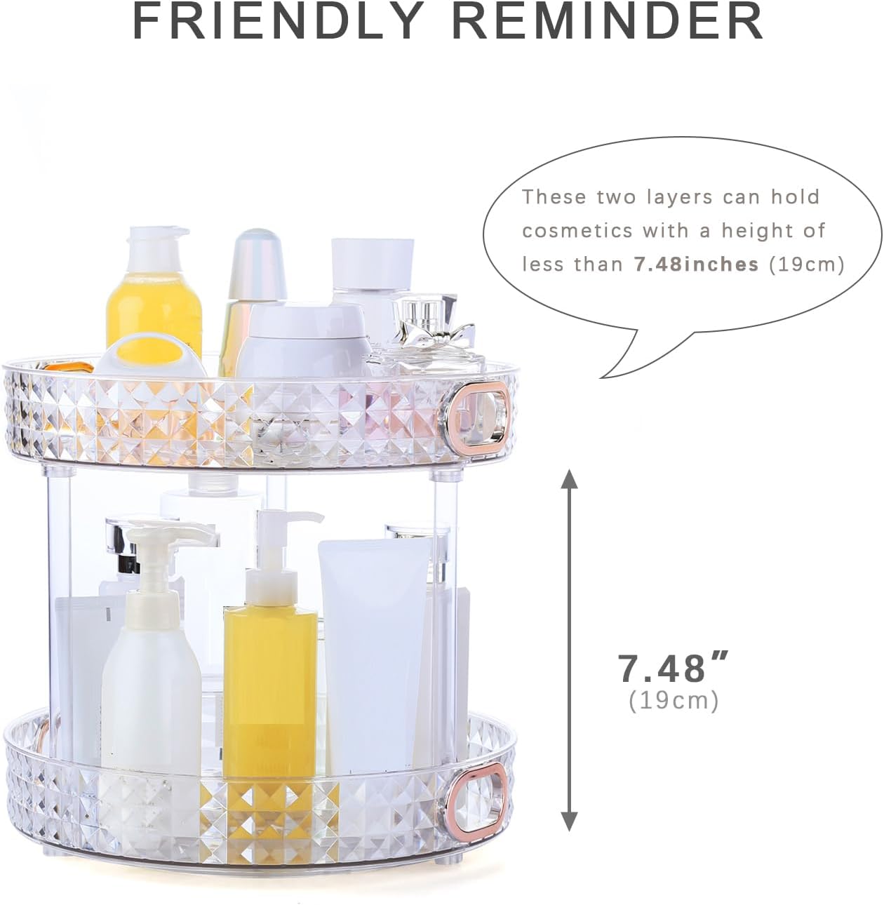 2 Layer Cosmetic Storage Organizer-White