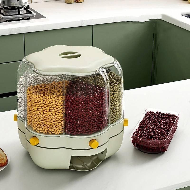 6 Compartment Grain Storage Box Small -Green