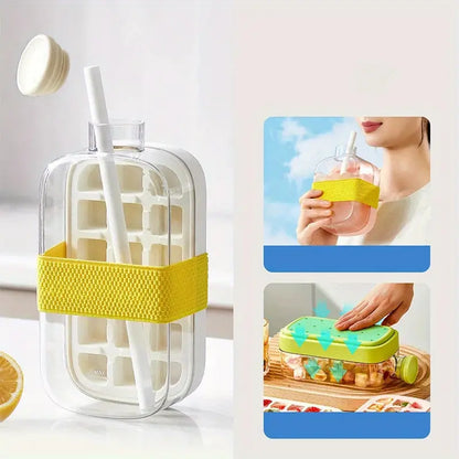 Ice Cube Bottle with Straw