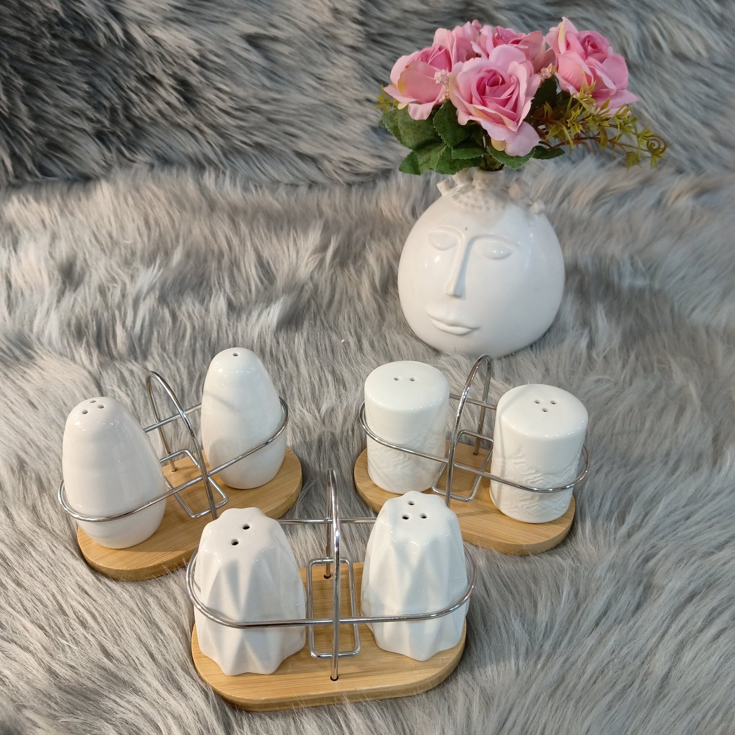 Salt & Pepper Pot With Bamboo Base