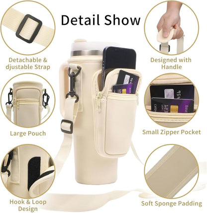 Water Bottle Carrier Bag with Phone Pocket