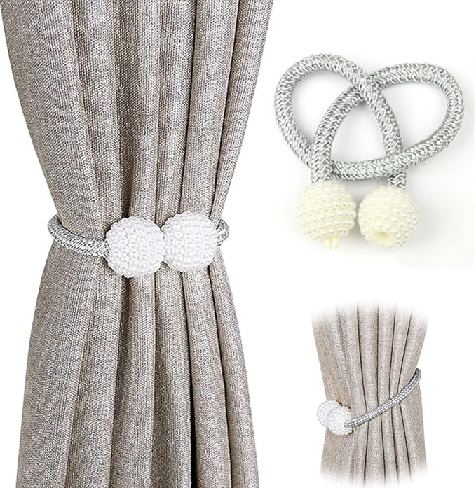 2 Pcs Curtain Holders Punch-Free Thick Rope