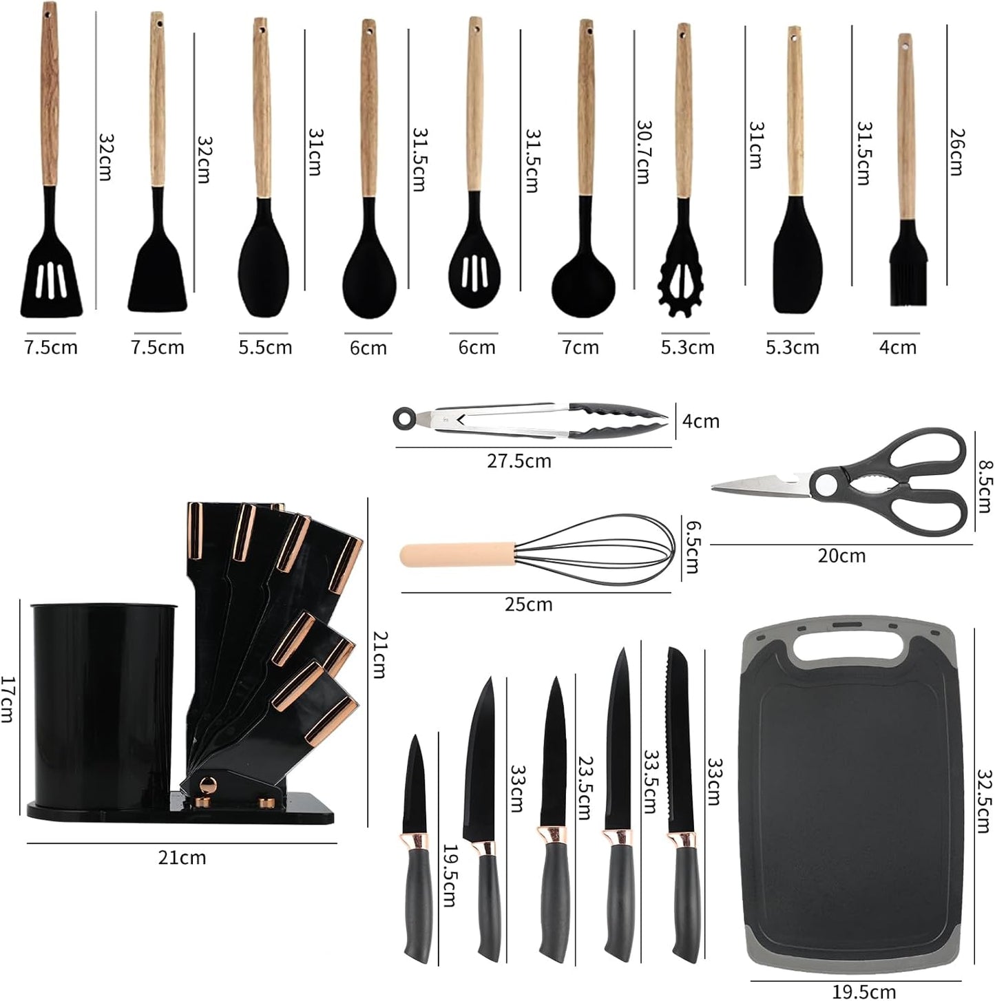 19 Pcs Kitchen Utensils Set-Purple