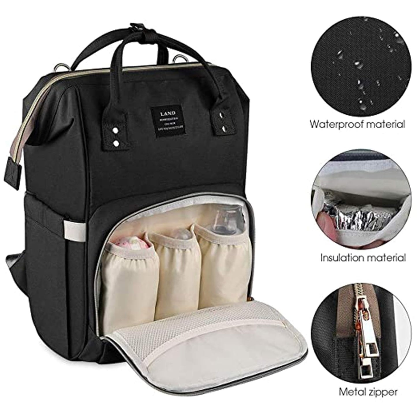 Living Traveling Share Multi-Function Waterproof Baby Diaper Bag(Black)
