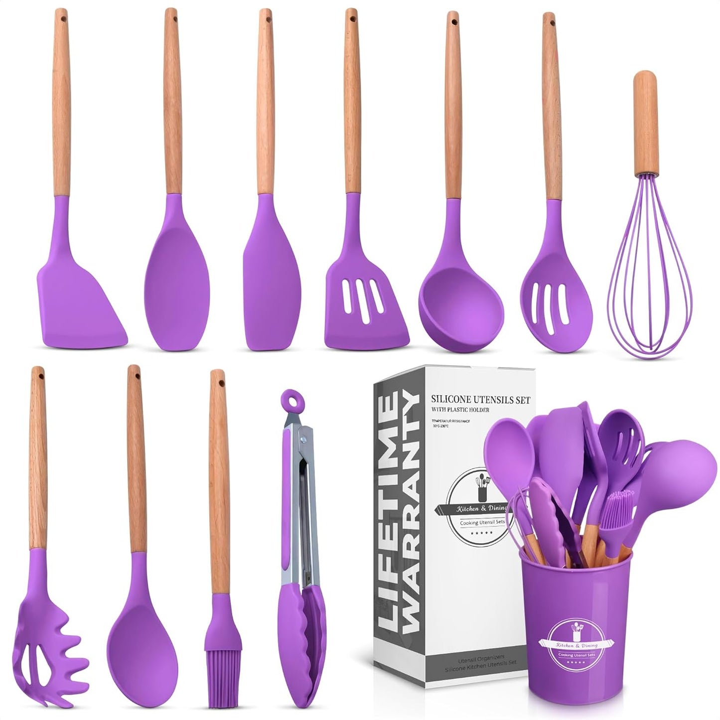 12 pcs Non-Stick Cooking Kitchen Utensils Medium-Purple(Minor Damage)