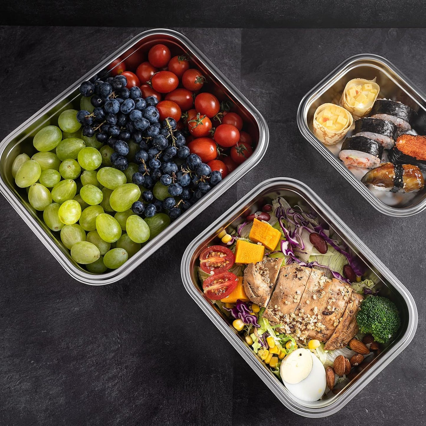 Stainless Steel 3 Pcs Lunch Box Set
