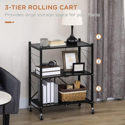 3 Layer Foldable Kitchen Storage Trolley