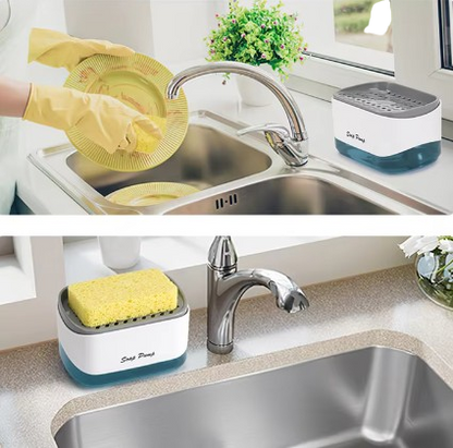Kitchen Soap Dispenser with Sponge Holder