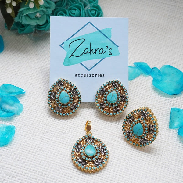 3Pc Earrings Pendant & Ring Tear Drop 715/24
