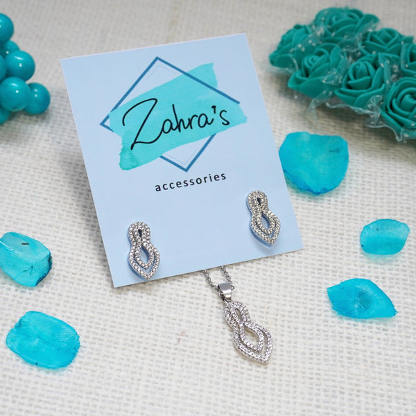 2 Pc Set Earrings & Pendant Locket Silver 20
