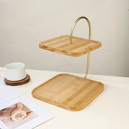 2 Tier Square Wooden Tray