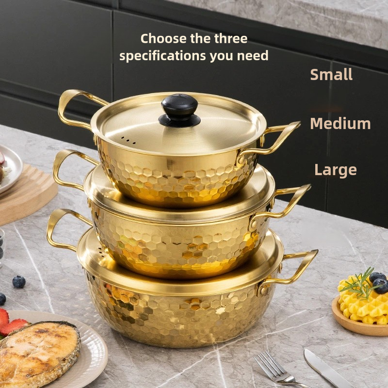 Instant Noodle Soup Pot 3Pcs Set (Golden)
