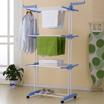 3 Layer Clothes Drying Racks-Blue D1