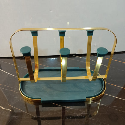 Golden Glass Stand Oval Shape