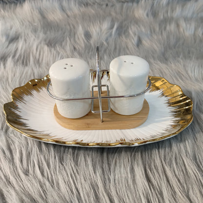 Salt & Pepper Pot With Bamboo Base