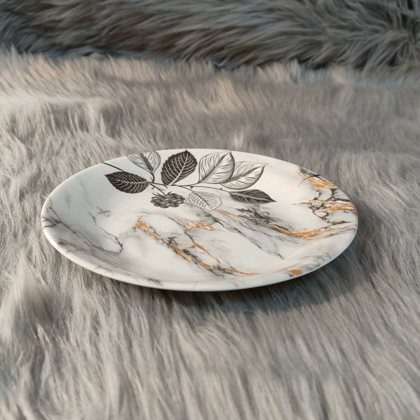 Melamine Dessert Plate (Marble Leaf)