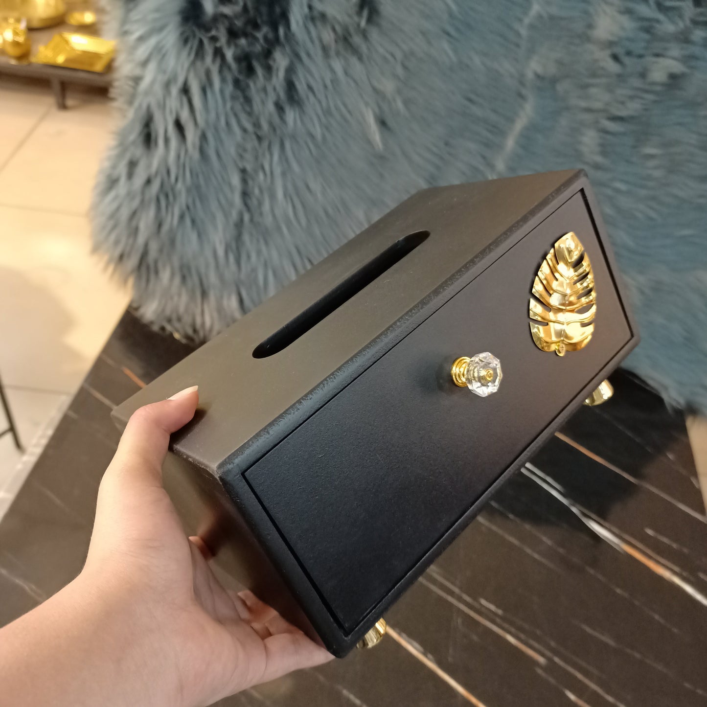 Stylish Wooden Tissue Box Black