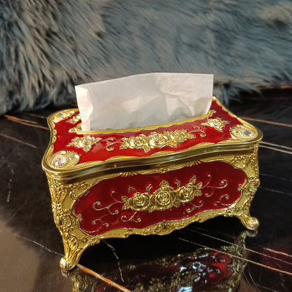 European Style Tissue Paper Box Case-Red Golden