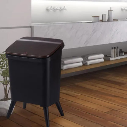 16L Press-Top Modern Trash Bin with Lid Black
