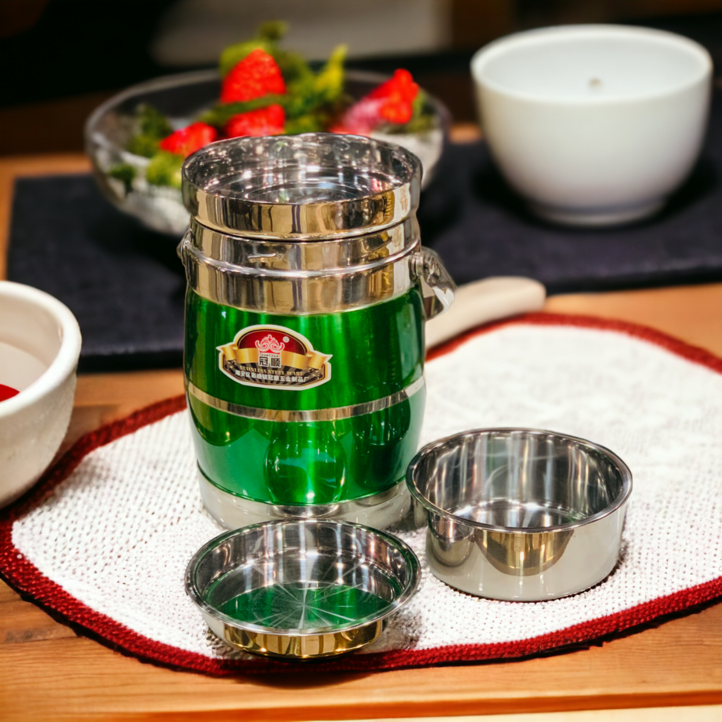 Portable Round Lunch Box (Green)