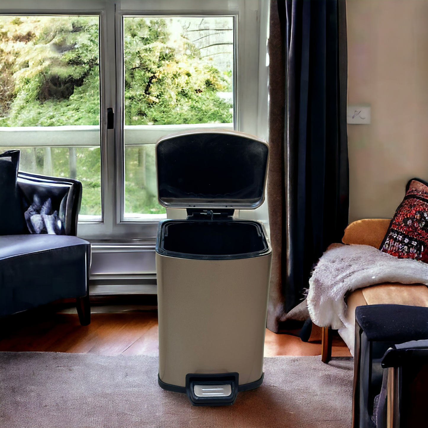 Steel Peddle Dustbin-Rose Gold