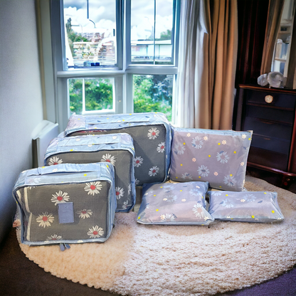 6 Pcs Waterproof Travel Storage Bag (Blue Printed )