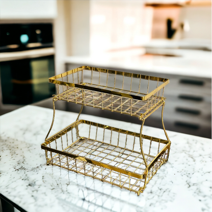 2 Layer Golden Fruit Basket