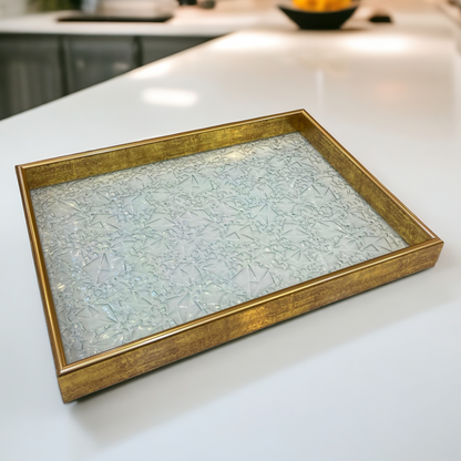 Versatile Golden Border Glass Tray-D1