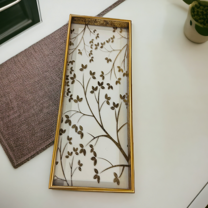 Golden Border Glass Tray (41x16cm) -D1