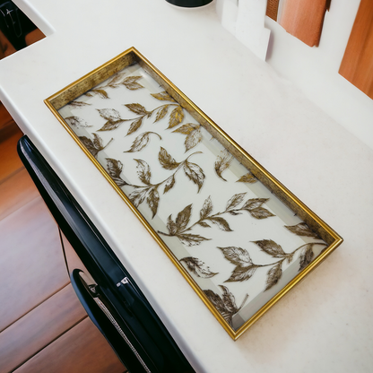 Golden Border Glass Tray (41x16cm) -D2