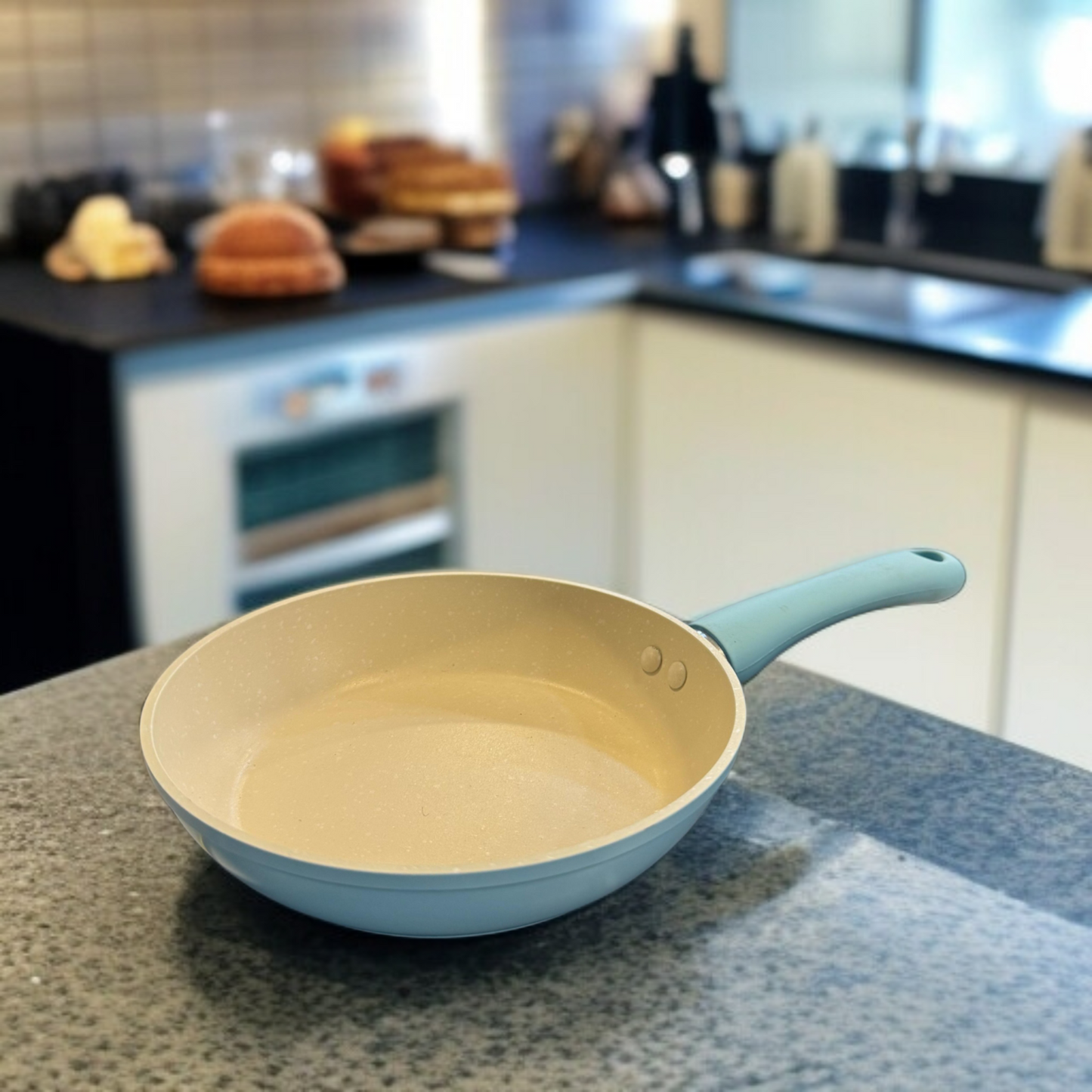 Marble Coating Frying Pan 18cm -Sky Blue