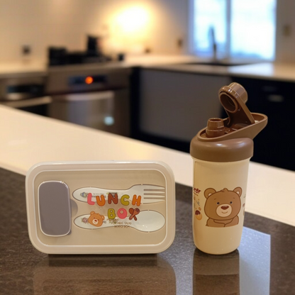 Leak Proof Lunch Box with Bottle-Brown