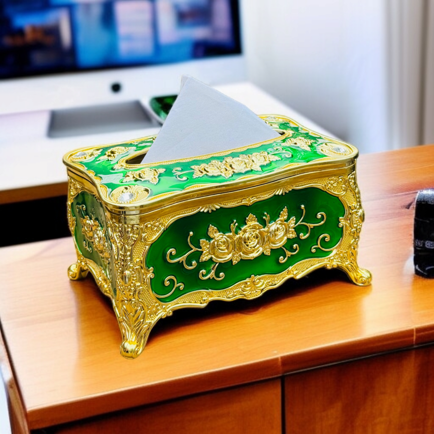 Elegant Tissue Box Small-Green